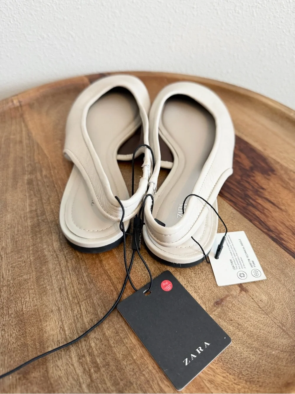 NWT Zara Leather Slingback Flats Size 39